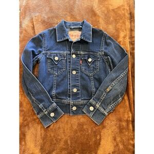 Levi Women's Type 1 Denim/jean Jacket Cropped Size Medium Blue
